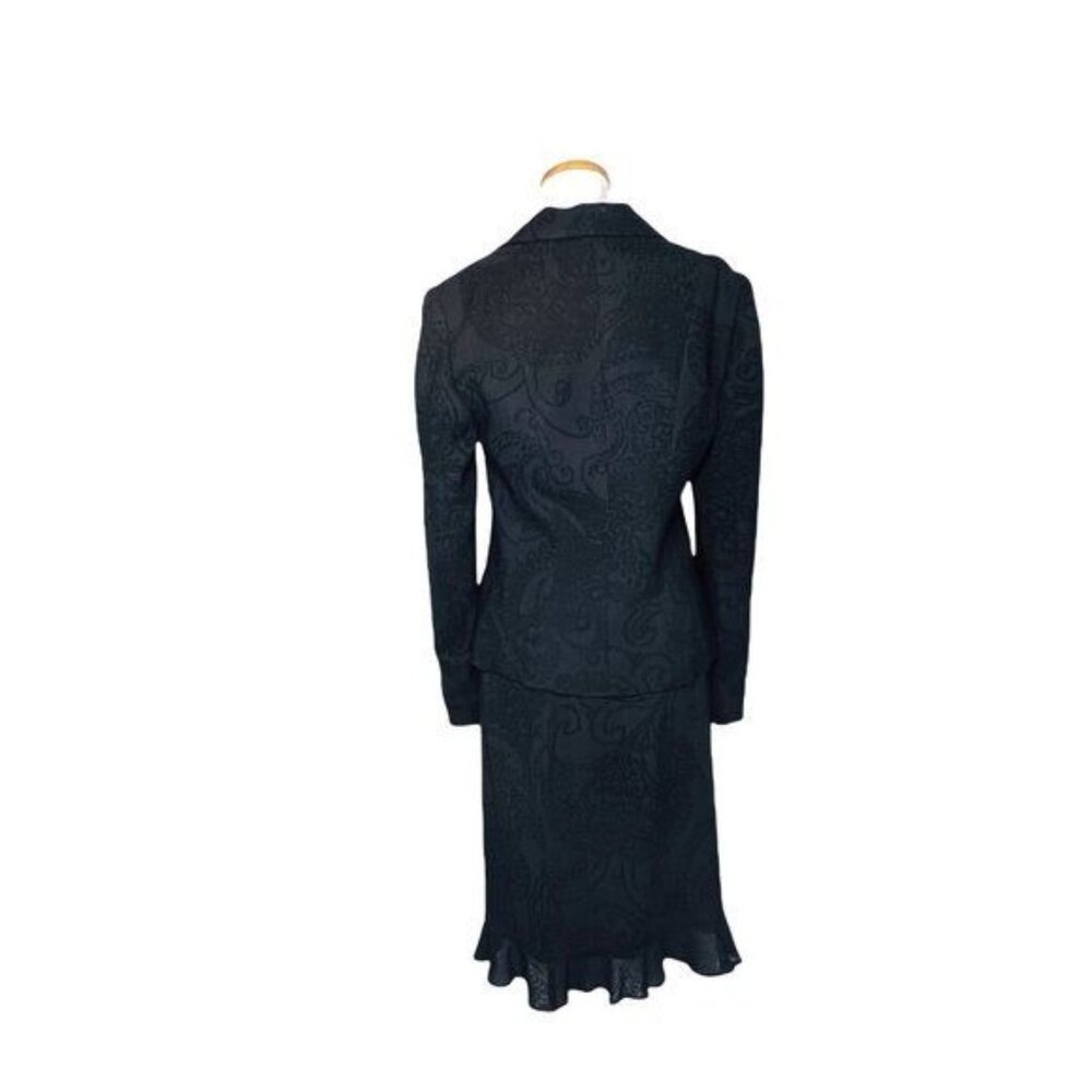 Carlisle Blazer and Skirt Suit Jacquard Black Paisley Vintage Sz 6 Hong Kong - Picture 8 of 14